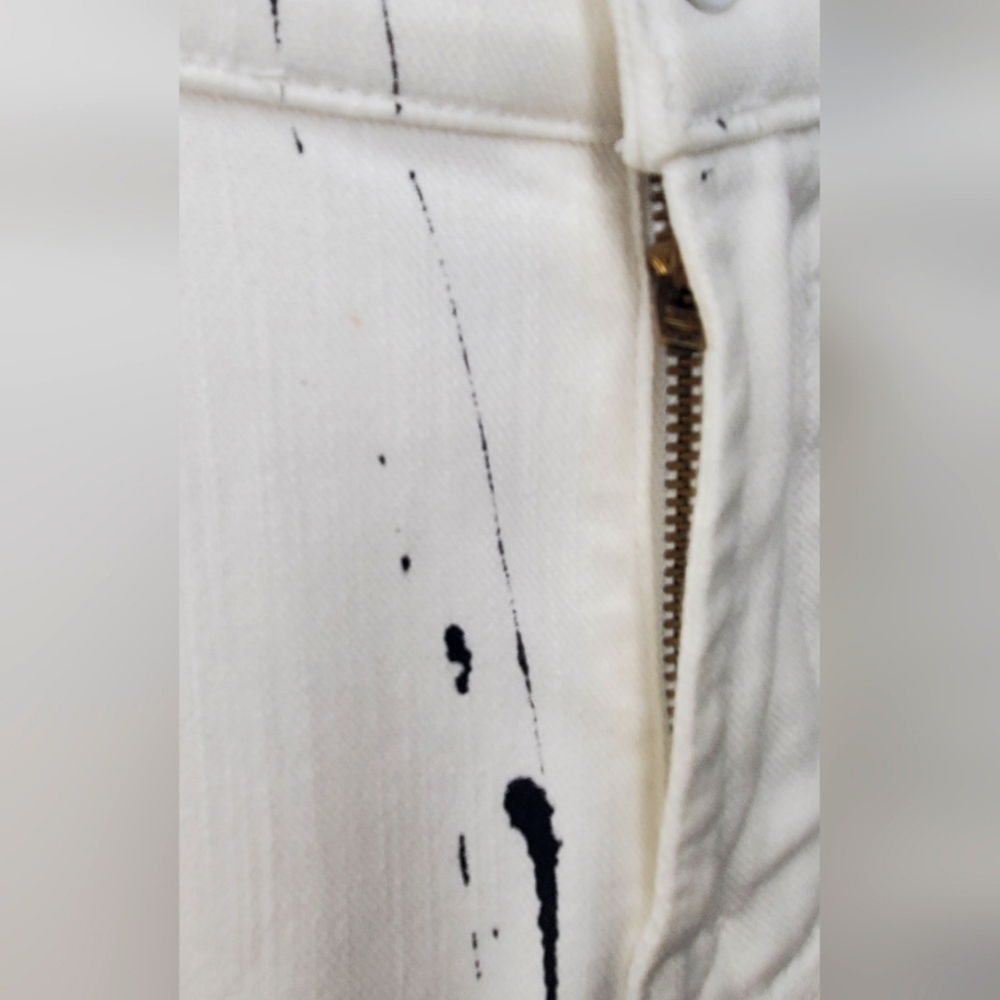 🔥🔥7 For All Mankind size 27 The Skinny Crop&Roll White And Black Pattern Jeans - Picture 8 of 14